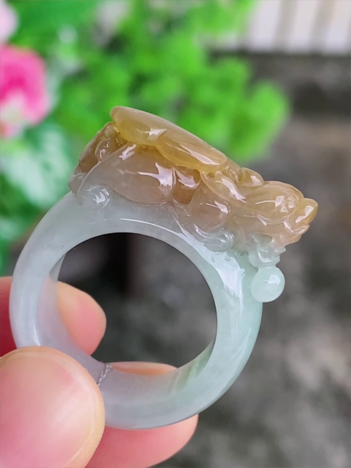 天然緬甸翡翠老種黃翡貔貅戒指|19mm內徑招財開運|香港翡翠網店精選推薦 2 天然緬甸翡翠老種黃翡貔貅戒指|19mm內徑招財開運|香港翡翠網店精選推薦 - Image 2
