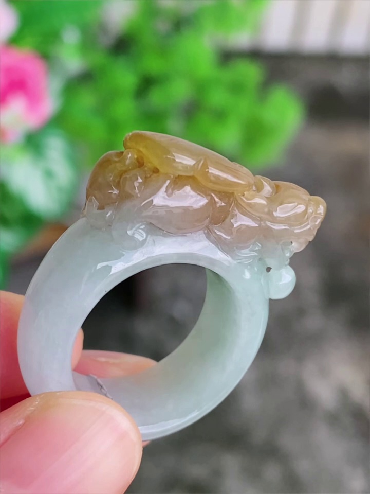 天然緬甸翡翠老種黃翡貔貅戒指|19mm內徑招財開運|香港翡翠網店精選推薦 3 天然緬甸翡翠老種黃翡貔貅戒指|19mm內徑招財開運|香港翡翠網店精選推薦 - Image 3