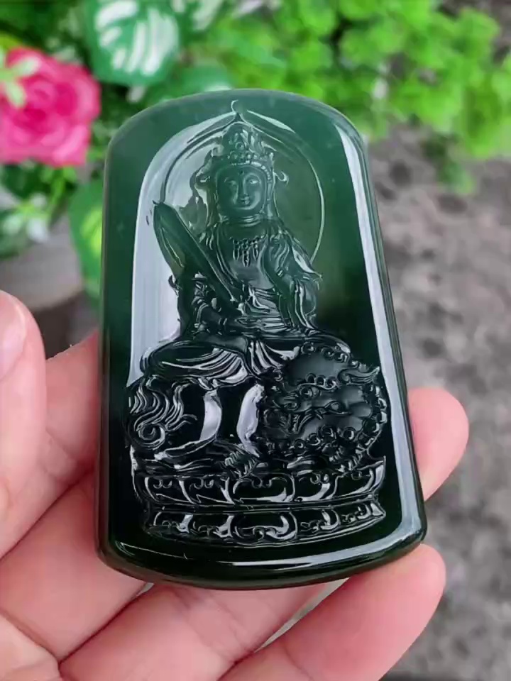 【天然緬甸翡翠】老種藍水文殊菩薩吊墜|大氣厚裝71mm|香港翡翠網店精選推薦 象徵大智大慧 1 【天然緬甸翡翠】老種藍水文殊菩薩吊墜|大氣厚裝71mm|香港翡翠網店精選推薦 象徵大智大慧