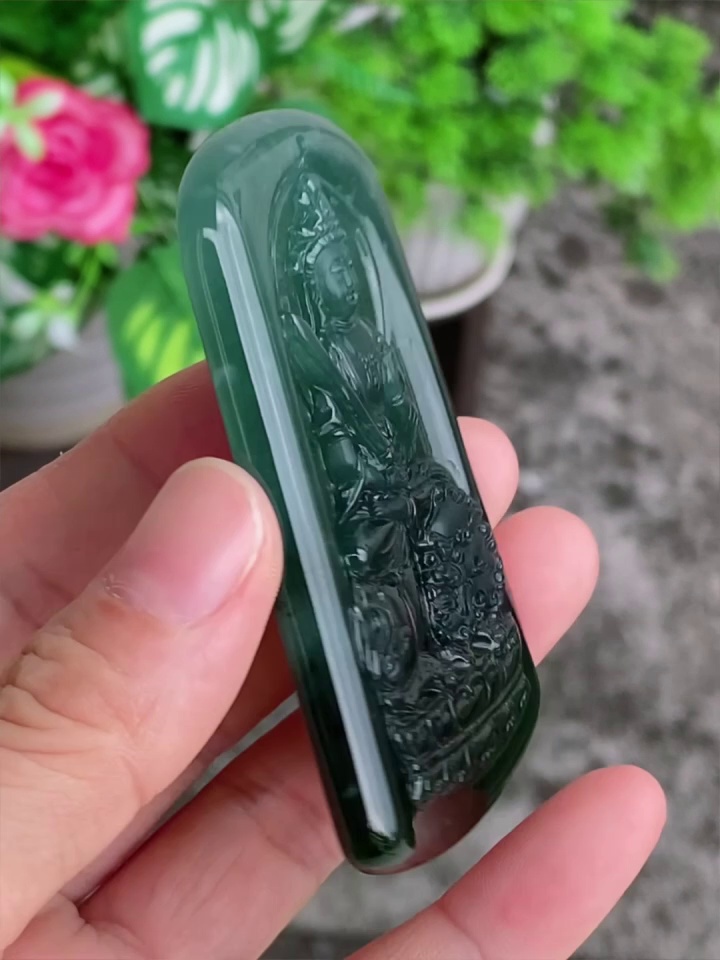 【天然緬甸翡翠】老種藍水文殊菩薩吊墜|大氣厚裝71mm|香港翡翠網店精選推薦 象徵大智大慧 5 【天然緬甸翡翠】老種藍水文殊菩薩吊墜|大氣厚裝71mm|香港翡翠網店精選推薦 象徵大智大慧 - Image 5