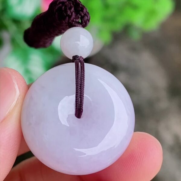 紫羅蘭翡翠算盤子平安扣 | 濃郁淺紫、圓潤厚實 (附權威鑑定證書)