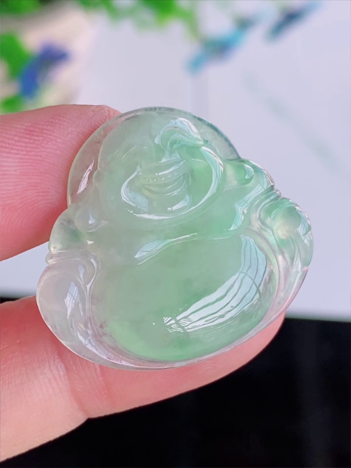糯冰種淺綠玉佛天然 A 貨翡翠彌勒佛吊墜 29.5mm|清美溫潤 招福保平安|滿祿翡翠 4 糯冰種淺綠玉佛天然 A 貨翡翠彌勒佛吊墜 29.5mm|清美溫潤 招福保平安|滿祿翡翠 - Image 4