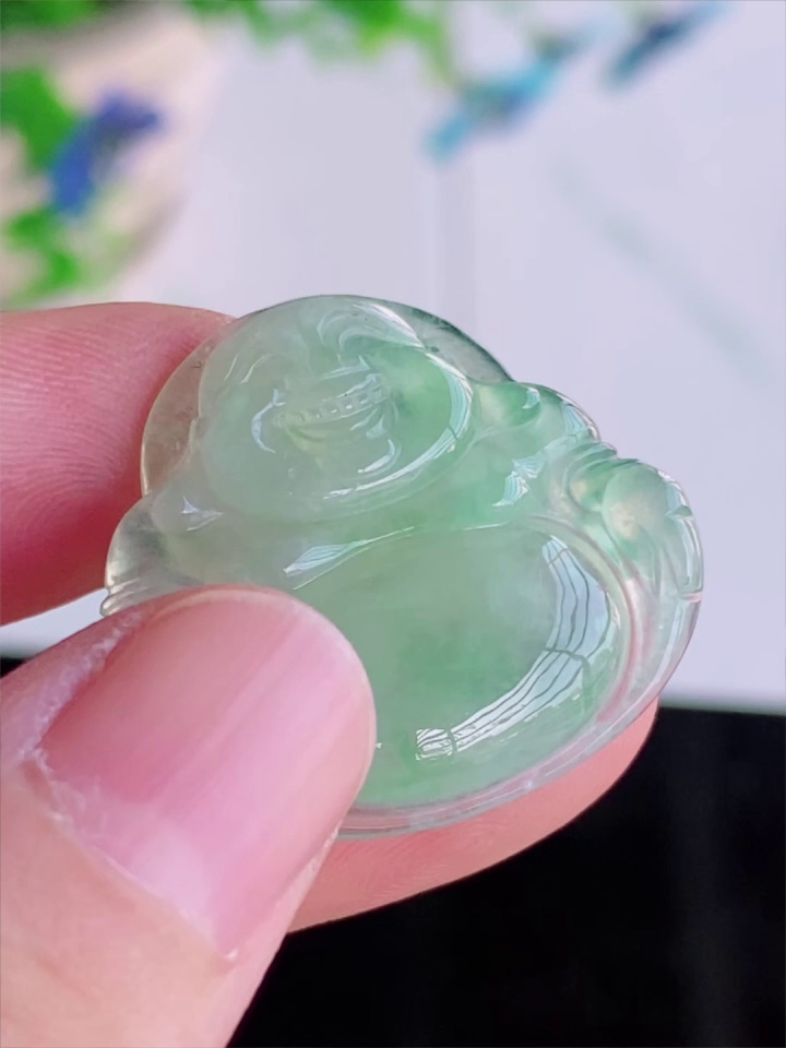 糯冰種淺綠玉佛天然 A 貨翡翠彌勒佛吊墜 29.5mm|清美溫潤 招福保平安|滿祿翡翠 5 糯冰種淺綠玉佛天然 A 貨翡翠彌勒佛吊墜 29.5mm|清美溫潤 招福保平安|滿祿翡翠 - Image 5