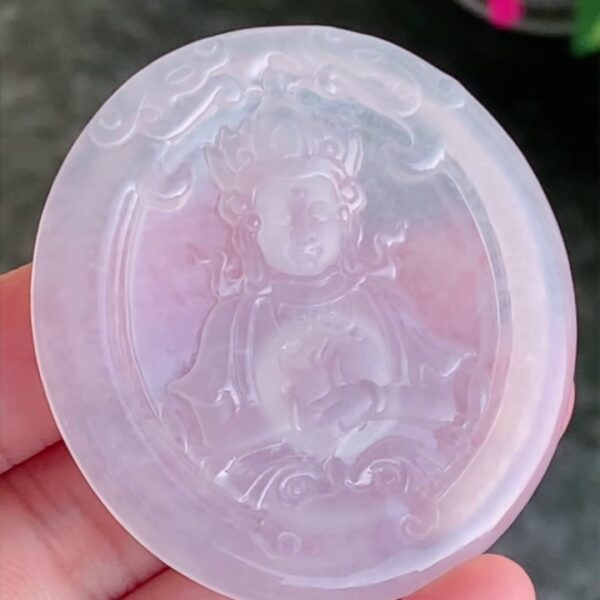 【度母】天然 A 貨翡翠綠度母吊墜 52.6mm｜極致冰透・觀音化身・慈悲護佑