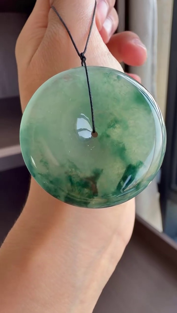 【平安扣】冰膠種飄藍花大尺寸翡翠平安扣吊墜 38mm|冰膠起光・飄花意境・平安圓滿 3 【平安扣】冰膠種飄藍花大尺寸翡翠平安扣吊墜 38mm|冰膠起光・飄花意境・平安圓滿 - Image 3