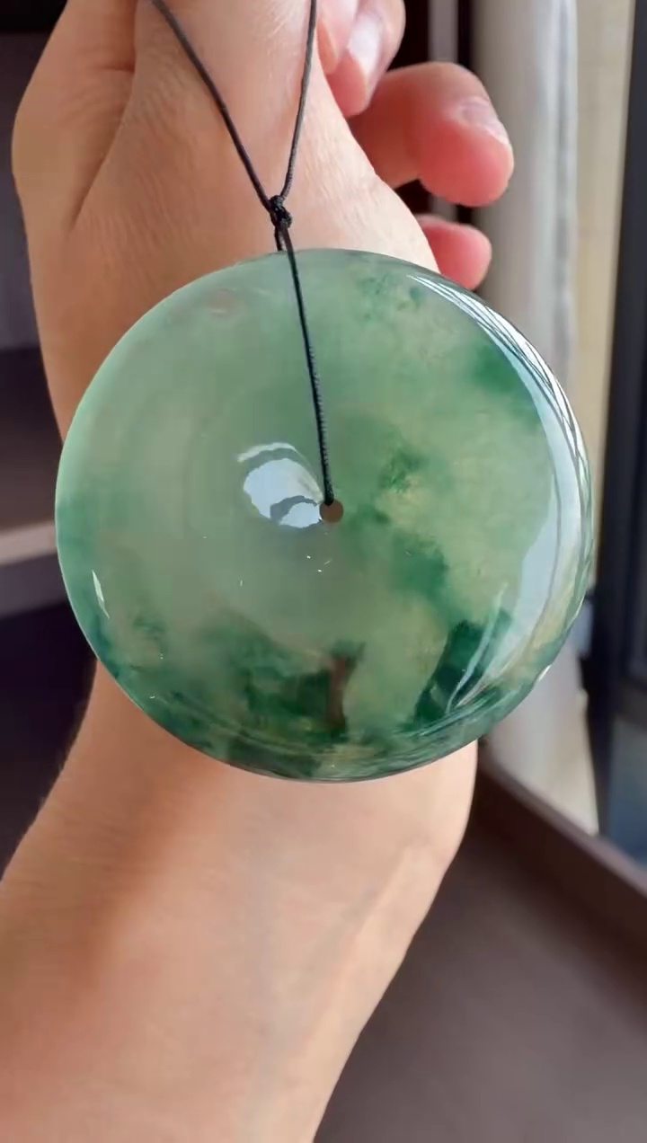 【平安扣】冰膠種飄藍花大尺寸翡翠平安扣吊墜 38mm|冰膠起光・飄花意境・平安圓滿 4 【平安扣】冰膠種飄藍花大尺寸翡翠平安扣吊墜 38mm|冰膠起光・飄花意境・平安圓滿 - Image 4