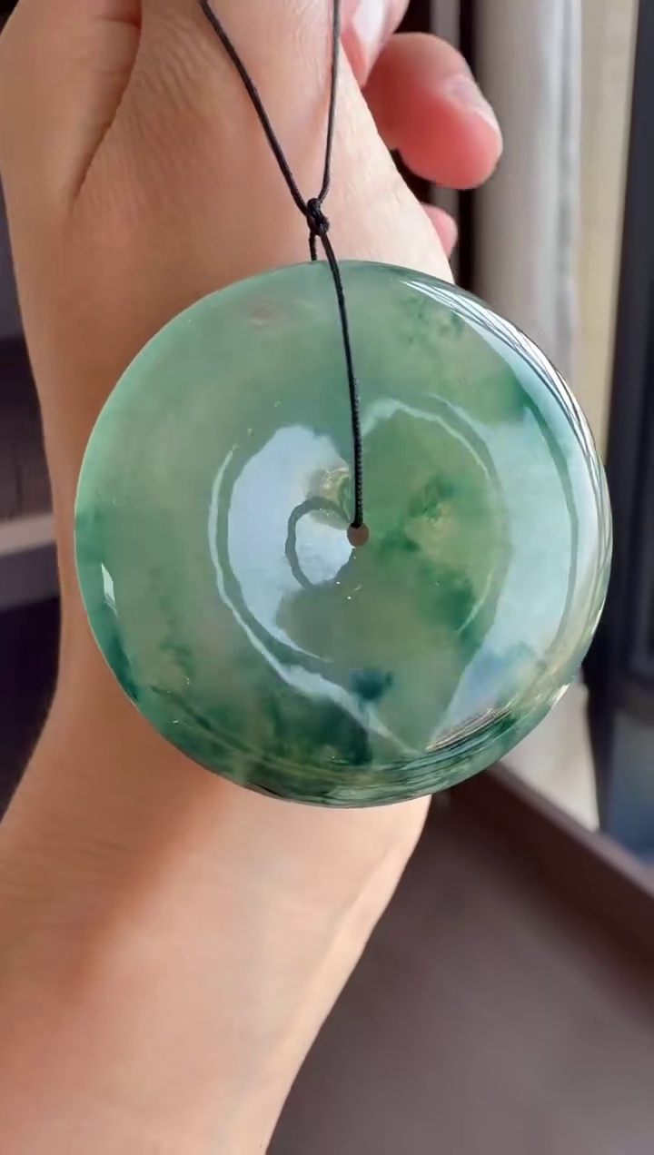 【平安扣】冰膠種飄藍花大尺寸翡翠平安扣吊墜 38mm|冰膠起光・飄花意境・平安圓滿 5 【平安扣】冰膠種飄藍花大尺寸翡翠平安扣吊墜 38mm|冰膠起光・飄花意境・平安圓滿 - Image 5