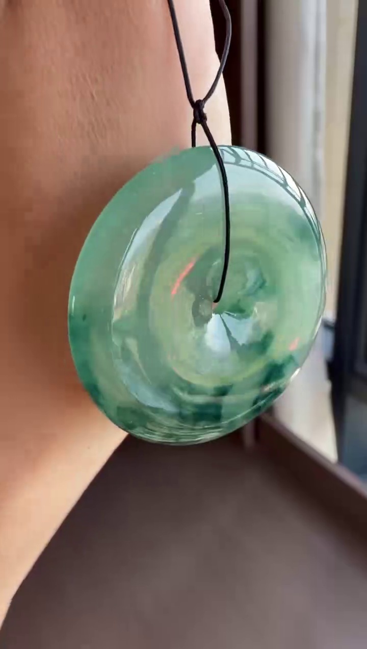 【平安扣】冰膠種飄藍花大尺寸翡翠平安扣吊墜 38mm|冰膠起光・飄花意境・平安圓滿 6 【平安扣】冰膠種飄藍花大尺寸翡翠平安扣吊墜 38mm|冰膠起光・飄花意境・平安圓滿 - Image 6