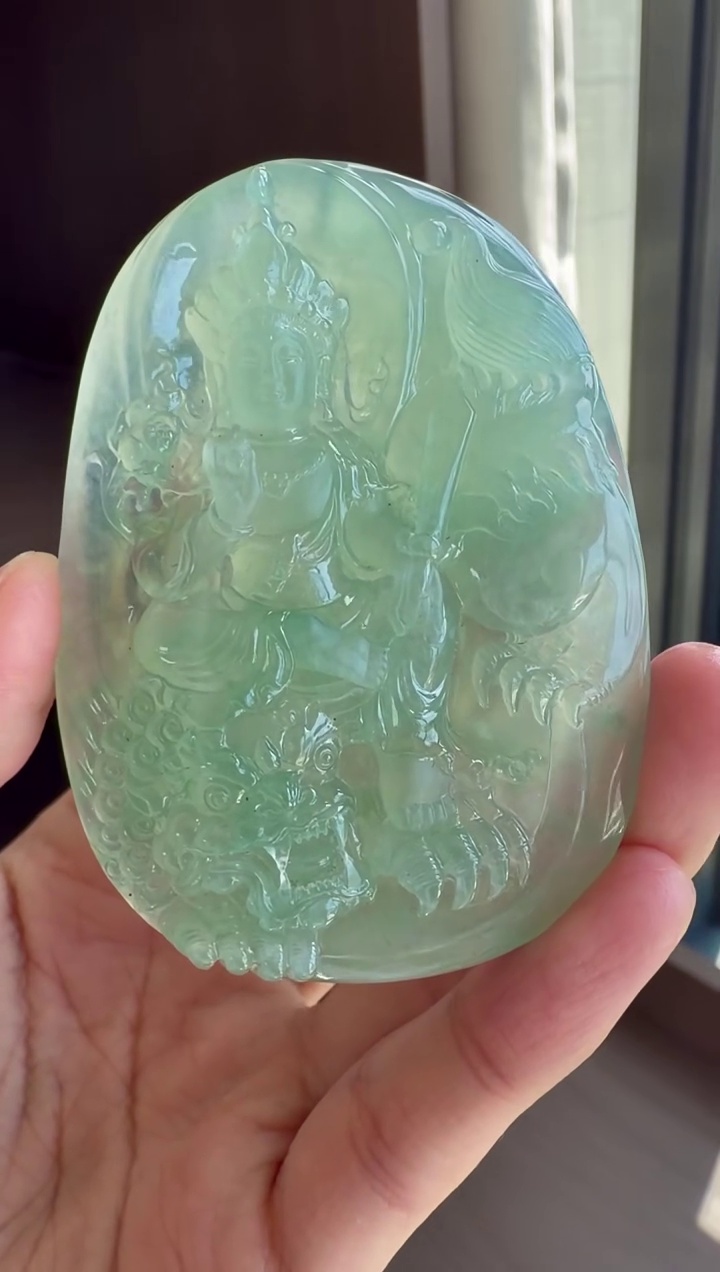 【文殊菩薩】手工精雕滿冰膠種帶底色大尺寸文殊菩薩吊墜 69mm|大智大勇・冰膠厚裝・實物超值 3 【文殊菩薩】手工精雕滿冰膠種帶底色大尺寸文殊菩薩吊墜 69mm|大智大勇・冰膠厚裝・實物超值 - Image 3