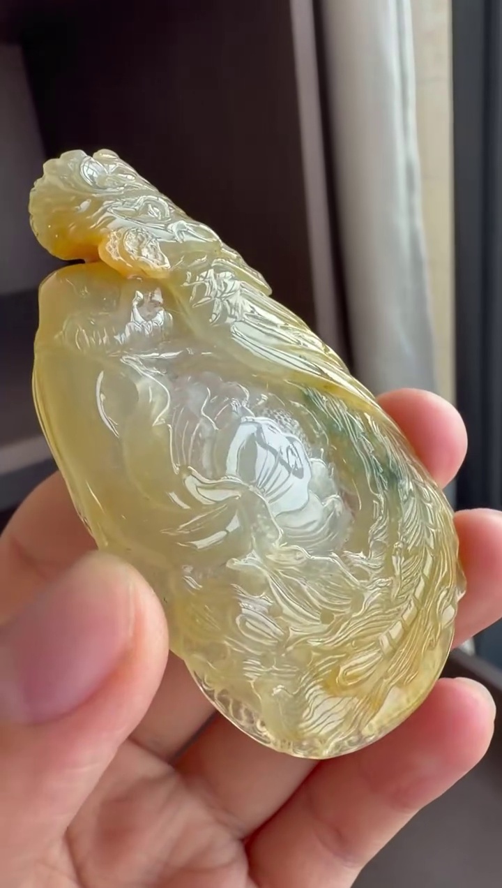 【鳳凰牌】冰種黃翡大尺寸精雕鳳凰牌吊墜 65mm|百鳥之王・有種有色・羽毛細緻・尊貴奢華 5 【鳳凰牌】冰種黃翡大尺寸精雕鳳凰牌吊墜 65mm|百鳥之王・有種有色・羽毛細緻・尊貴奢華 - Image 5