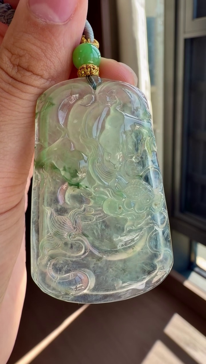 【龍牌】冰種水頭十足精雕翡翠龍牌吊墜 56mm|龍騰四海・冰清玉潤・靈動大氣 3 【龍牌】冰種水頭十足精雕翡翠龍牌吊墜 56mm|龍騰四海・冰清玉潤・靈動大氣 - Image 3